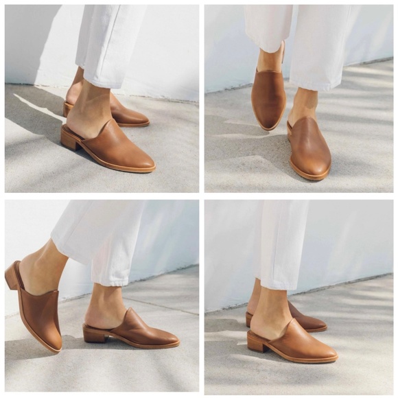 Soludos Venetian Tan Leather Mule Loafers Almond Toe Low Heel Casual Shoes 6.5 - Picture 3 of 11